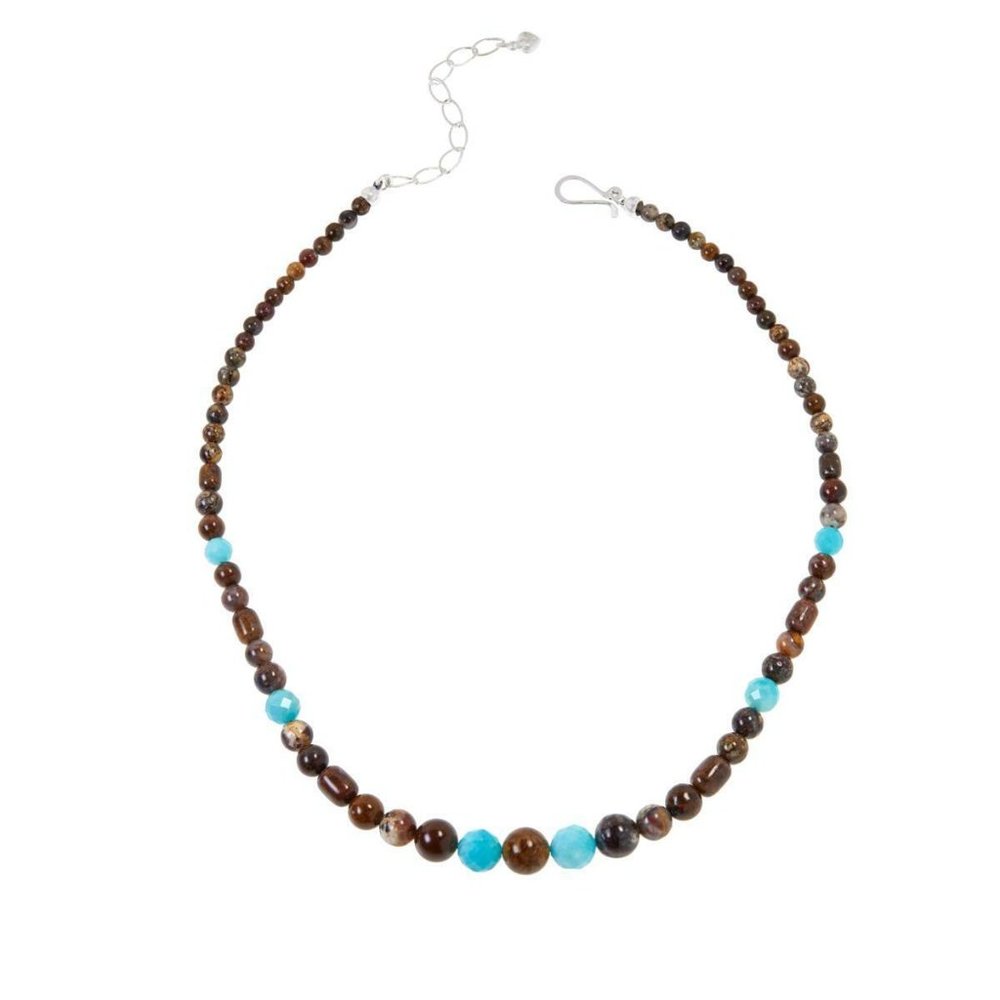 Jay King Sterling Silver Jasper and Amazonite Bead 18' Necklace
